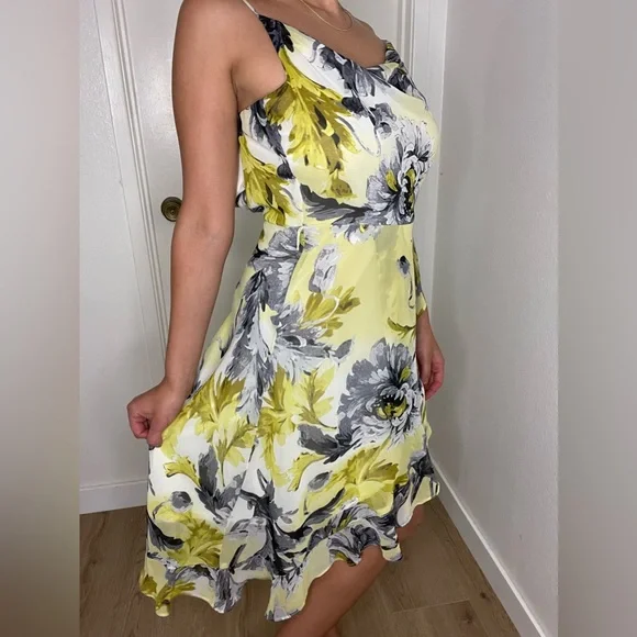 Julian Taylor Yellow Floral Dress with Ruffles - Picture 1 of 6